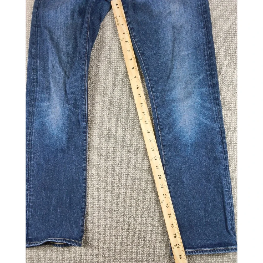 Polo Ralph Lauren Varick Slim Straight Jeans Men Blue Distressed Faded Wash